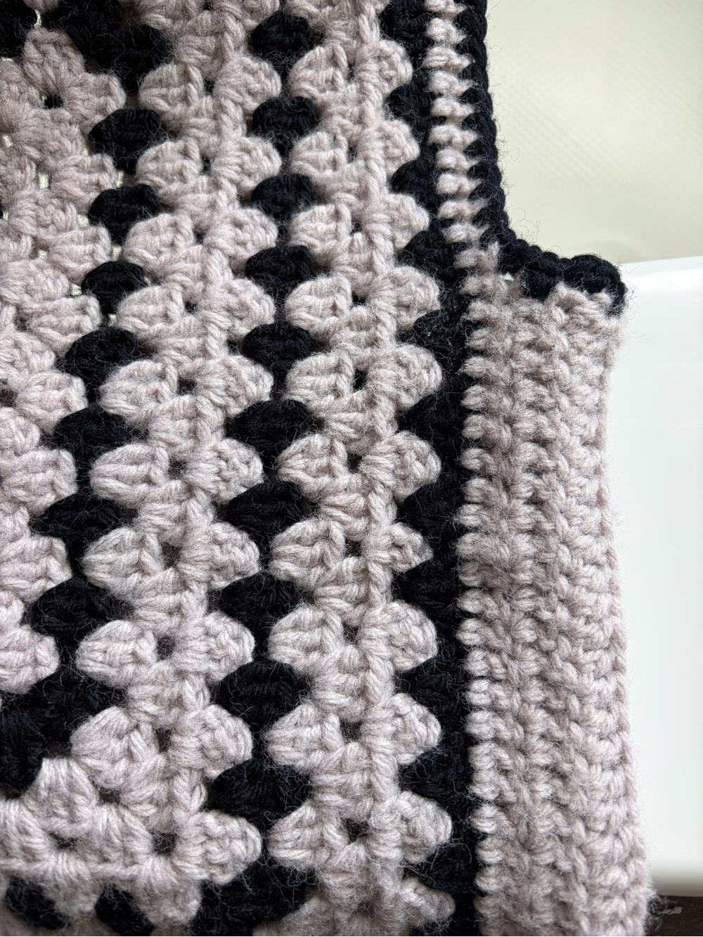 Vintage Handmade Crochet Square Tank Top - Black & Grey - Picture 4 of 6